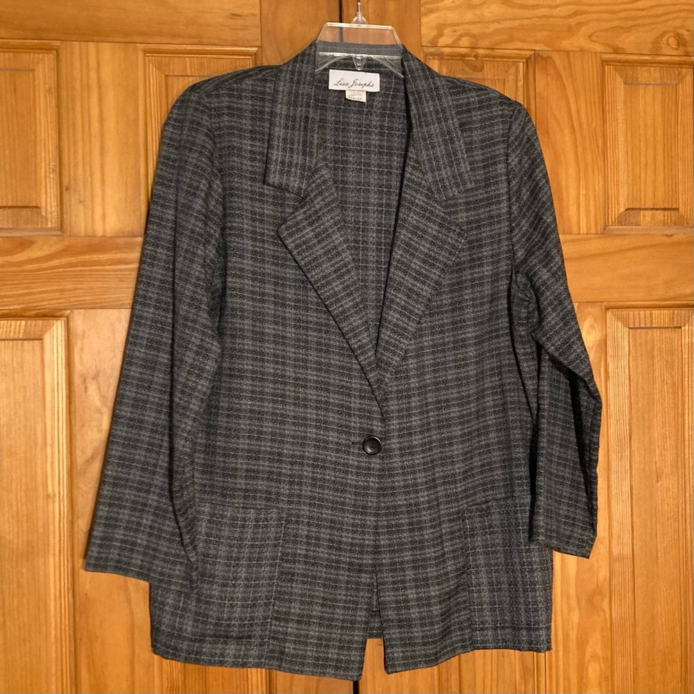 NWOT Lisa Josephs Vintage 80s Blazer Gray Black Size M Medium